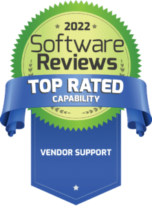 2022 Software Reviews badge for Top Rated Capability in Vendor Support.