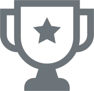 Gray trophy icon with a star in the center.