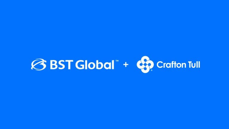 BST Global and Crafton Tull logos on a blue background with a plus sign between them.