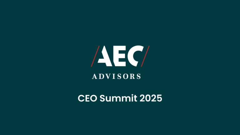 AEC Advisors CEO Summit 2025 logo on a teal background.