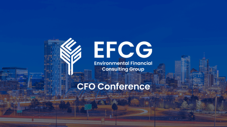 EFCG Environmental Financial Consulting Group CFO Conference logo over a city skyline at dusk.