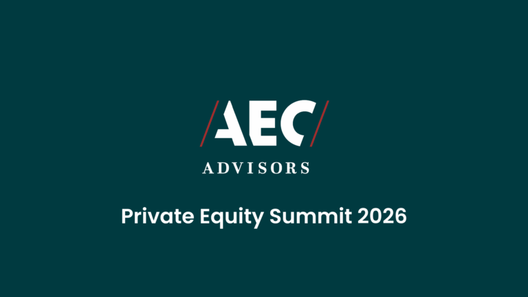 AEC Advisors logo with the text "Private Equity Summit 2026" on a dark teal background.